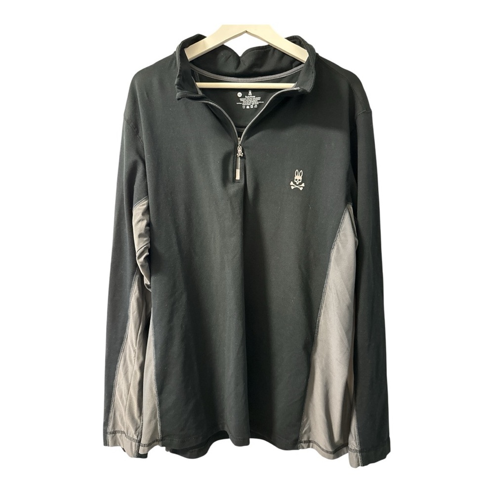 Psycho Bunny Black and Gray Zip Pullover